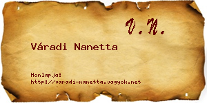 Váradi Nanetta névjegykártya
